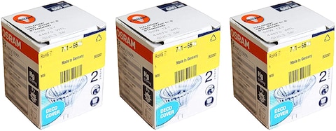 Osram Halogen-Reflector Standard Light Bulb GU5.3-socket, 12 Volt, 50 Watt, 36&deg; Beam Angle, Warm White/2800K - Pack of 3