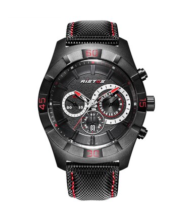 ساعة يد رياضية كرونوغراف جلد مقاوم للمياه للرجال من ريستوس, 93005-R