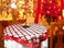 90x90cm Christmas Tablecover Red22325