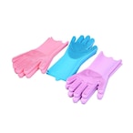 اشتري Generic-Magic Silicone Dish Washing Gloves Kitchen Silicone Gloves Food Grade Dishwashing Gloves for Cleaning Car Pet Brush, Rose Red/Purple/Blue في الامارات