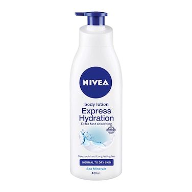 NIVEA Body Lotion Moisturizer for Normal &amp; Dry Skin, 48h Moisture Care, Express Hydration Sea Minerals, 400ml