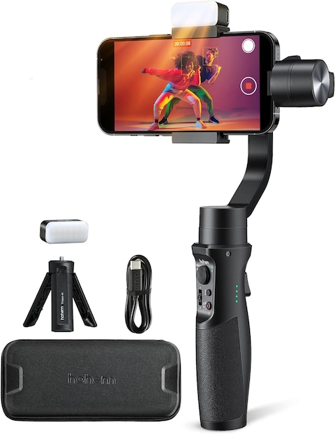 Hohem iSteady Mobile+ Kit Gimbal Stabilizer For Smartphone, 3-Axis Phone Gimbal With Fill Light, Ultra-Wide-Angle Mode, 600&deg; Inception, Vlog Stabilizer For Android And iPhone 15, 14, 13 Pro Max