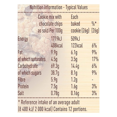 Betty Crocker Oat And Dark Chocolate Chip Cookie Mix 250g