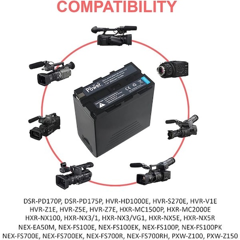 Dmk Power Np-f970 9800mah Higher Capacity Replacement Battery With Smart Lcd Display Compatible With Sony Dcr-vx2100 Dsr-pd150 Fdr-ax1 Hdr-ax2000 Hdr-fx1 And Video Light