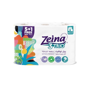 Zeina Trio Toilet Rolls - 6 Roll