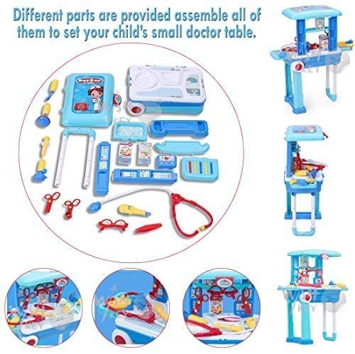 Generic 2 in 1 Kids Pretend Doctor Play Set Carry Medical Suitcase w/ Medical Table , Kids Pretend Doctor Nurse Medical Toy Set (Doctor Set)