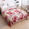 LUNA HOME Fleece Blanket 200*230cm Super Soft Throw Cream color with Rose Design.