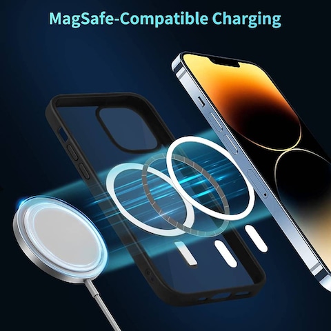 Protective Shockproof Anti-Yellow, Scratch-Resistant MagSafe Case Cover For iPhone 14 Pro Max Black