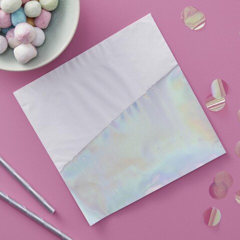 GingerRay - Iridescent Party Paper Napkin Iridescent 33cm 16pcs - Iridescent