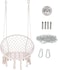 Hammock Chair, Hanging Swing Seat for Indoor &amp; Outdoor, Round Hammock Mesh Chair Beige Color