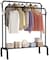 Jjone Clothing Garment Rack, Metal Double Rail Hanging Clothes Storage Shelf For Boxes, Shoes, Boots, Commercial Grade, Multi-Purpose, Entryway Shelving Unit For Home Office Bedroom (X037-218Black)