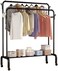 Jjone Clothing Garment Rack, Metal Double Rail Hanging Clothes Storage Shelf For Boxes, Shoes, Boots, Commercial Grade, Multi-Purpose, Entryway Shelving Unit For Home Office Bedroom (X037-218Black)