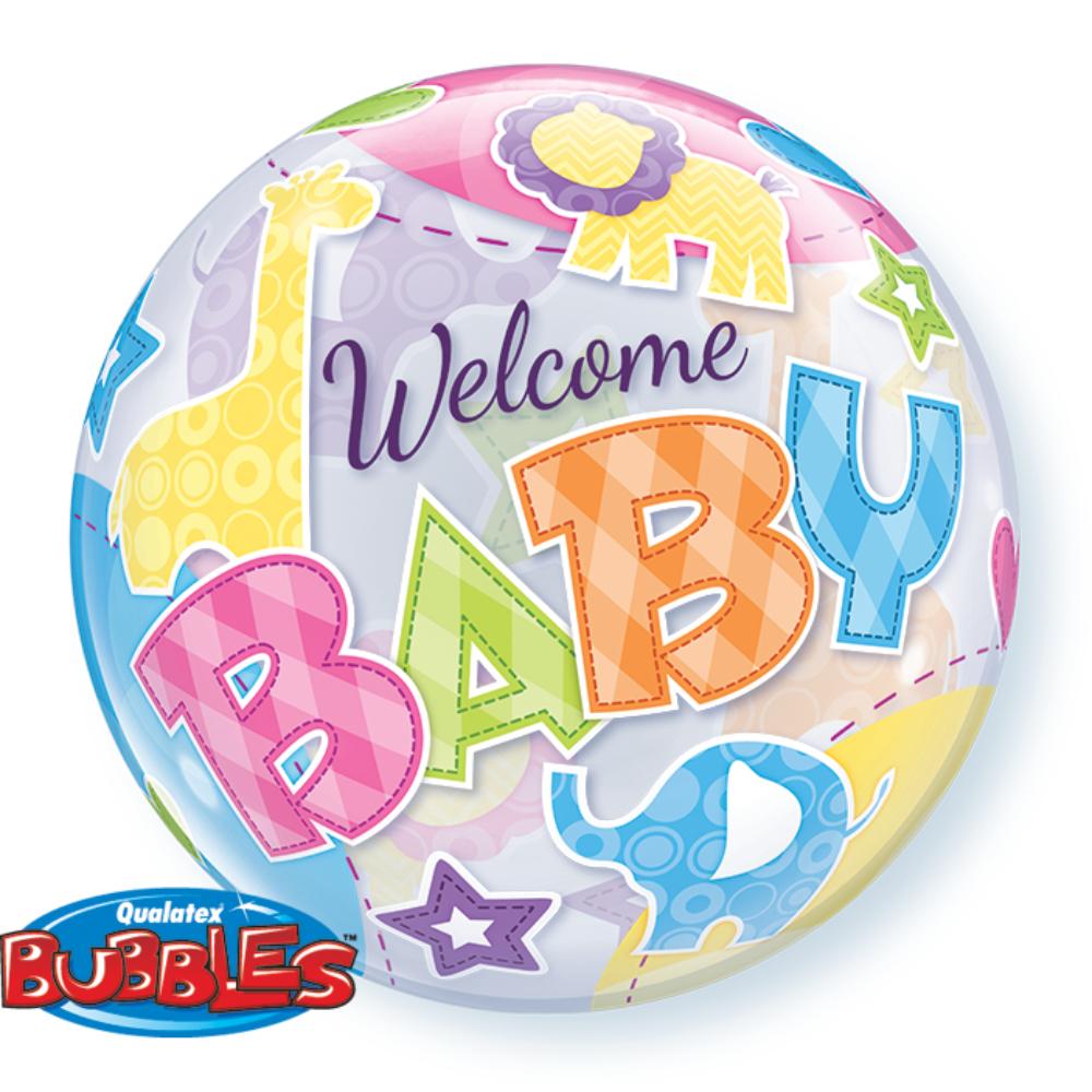 Welcome Baby Animals Patterns Bubble Balloon 22in