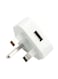 UAE 3 Pins Wall Charger USB Adapter Plug White