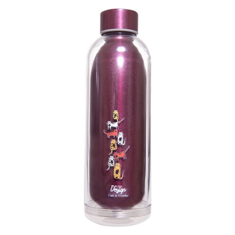 BiggDesign Cats Water Bottle (Claret Red)