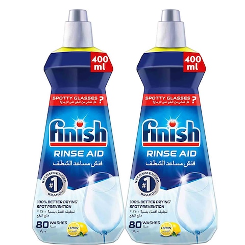 Finish Dishwasher Liquid Rinse Aid Lemon 400 Ml 2 Pieces