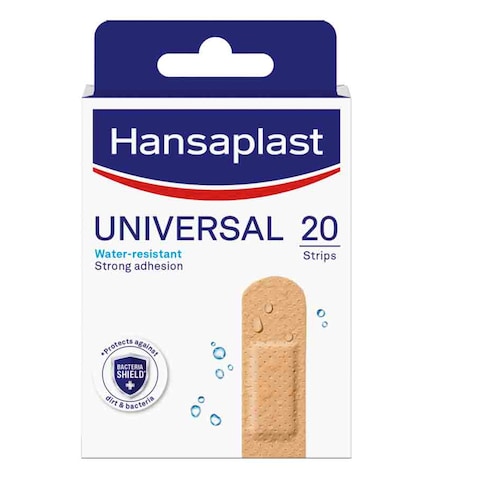 Buy Hansaplast Universal Plasters Water-Resistant And Strong Adhesion Strips 20 PCS in UAE