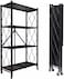 Generic 4 Tier Foldable Storage Shelf With Wheels, 71*34*125cm, Black, Takako