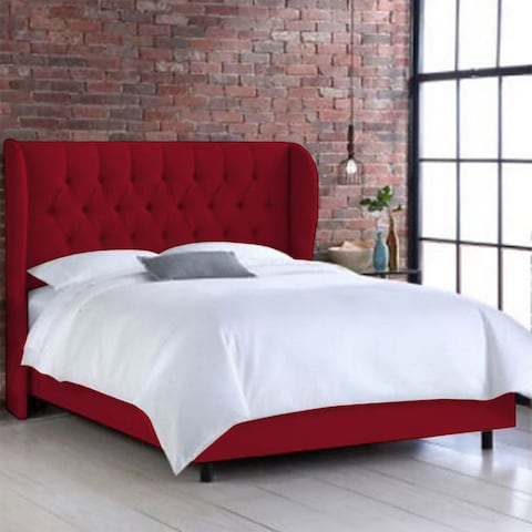 إن هاوس روما هيكل سرير منجد بالمخمل - نفر ونص - 200×150 سم - برغندي