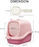 Portable cat litter box with scoop, Full enclosed cat toilet with sand filter holes, Anti-splashing and easy installation, Suitable for all kinds of cats (PINK) 45 cm H