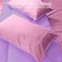 Hotel Linen Klub Reversible Down Alternative Comforter Set, Ultra Soft Brushed Stripe Microfiber Fabric, 200GSM Soft Fibersheet Filling, Size: Double 220 x 240cm, Pink &amp; Lilac