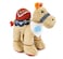Caravaan - Camel Beige 25cm with Cream Bandana with Blue Happy Birthday Print