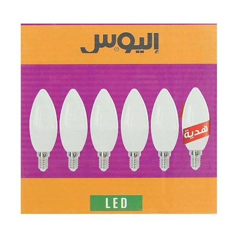 لمبة ليد شوكة اليوس - 5 واط - 6 لمبات - اضاءة دافئة