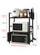 Cozy Nest 2 Tier Expandable Microwave Oven Rack with 6-Hook Non-Slip Pads with Spoons Knife Stand and Cutting Board Holder Adjustable Height and Width Kitchen Organizer Storage Shelf (2 Layer, Black)