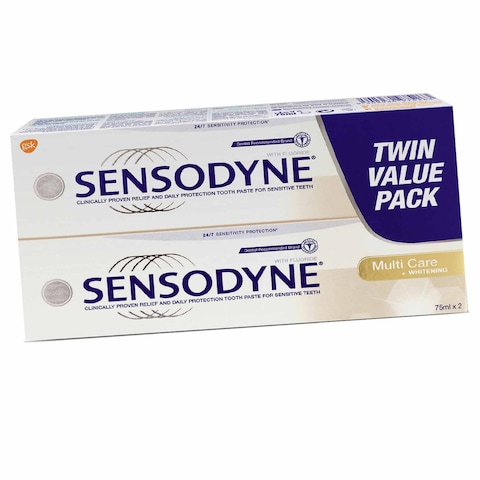 Sensodyne Multi-Care Whitening Toothpaste White 75ml Pack of 2