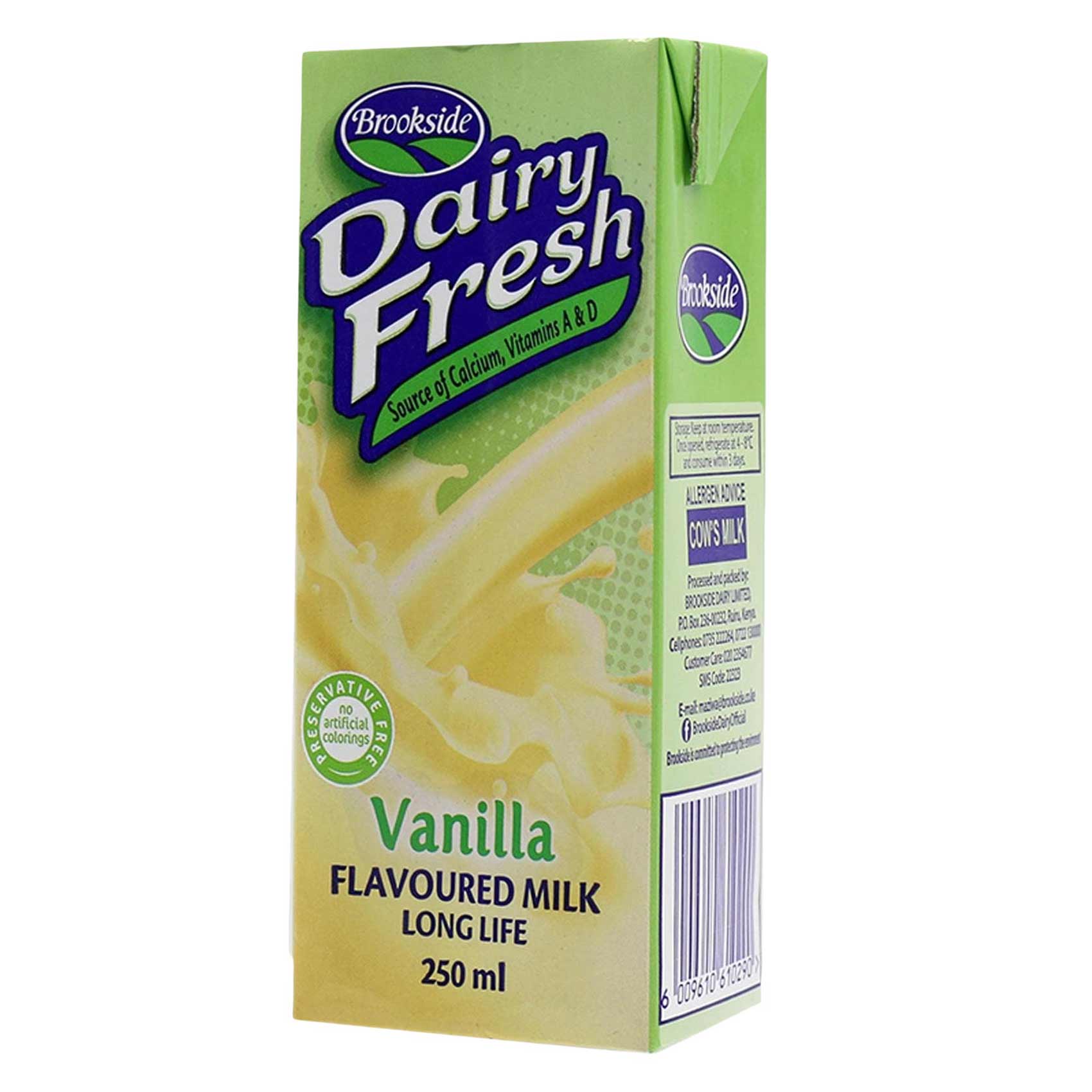 Brookside Dairy Fresh  Vanilla Flavoured Milk 250ml - Long Life