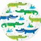 Creative Converting Alligator Party Lunch Paper Plates 8-Pieces- 7-Inch Size- Green