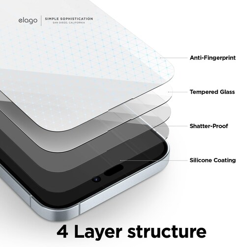 elago Tempered Glass designed for iPhone 15 Screen Protector - [1 PACK]