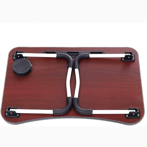 LINGWEI Foldable Laptop Table Bed Table Bed Tray  Laptop Desk Reading Table Stand Portable Lap Desk Notebook Stand Laptop Stand with Ipad and Cup Holder Black
