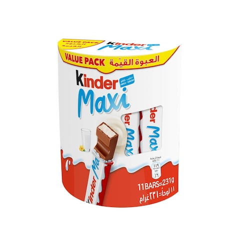 Kinder Maxi Chocolate Bar, Multi Pack, 11 Bars, 231g