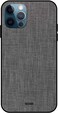 Theodor - Apple iPhone 12 Pro Max Case Grey Cloth Flexible Silicone Cover