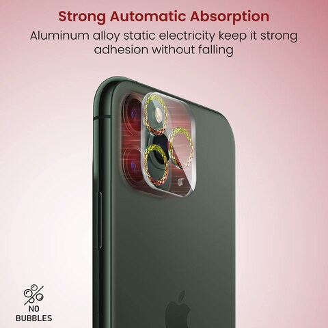 Moxedo Camera Lens Protector, 9H Tempered Glass, Scratch Resistant Aluminum Alloy Frame Camera Cover Screen Protector Compatible for iPhone 11 Pro 5.8 inch/ 11 Pro Max 6.7 Inch (MODERN COLORFUL)