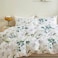 Luna Home King Size 6 Pieces, Green Leaves Design Bedding Set