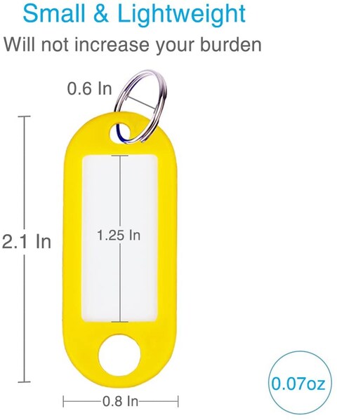 Generic 20 Pack Plastic Key Tags With Split Rings Label Window Assorted Colors