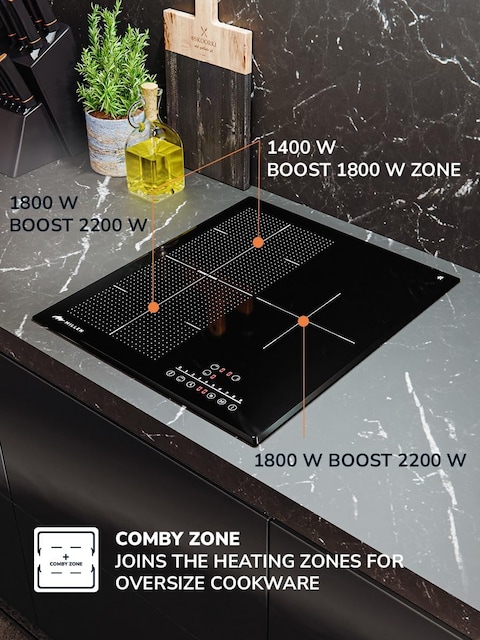 MILLEN Induction hob 45 cm Built-in 3 Heating Zones - MIH 452 BL, 5700 Watts, Touch Control, 3 Year Warranty