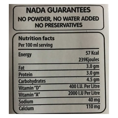Nada UHT Lacto Free Full Cream Milk 1L Pack of 4