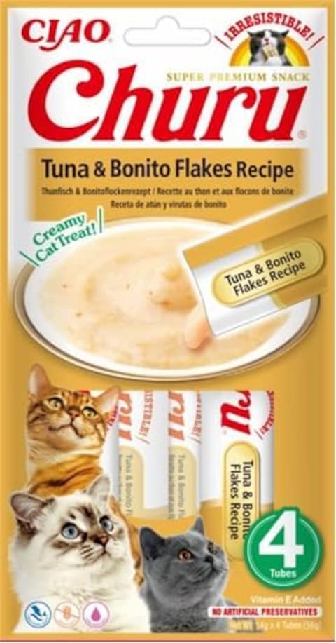 Inaba Churu Tuna with Bonito Flakes - 56g - Pack of 12