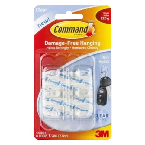 3M Command Mini Hooks With Strips 6 Pieces
