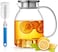 Jomila Glass Pitcher, 1800Ml Water Pitcher With Lid And Precise Scale Line, Stainless Steel Iced Tea Easy Clean Heat Resistant Borosilicate Jug For Juice, Milk, Cold Or Hot Beverages (1800Ml)