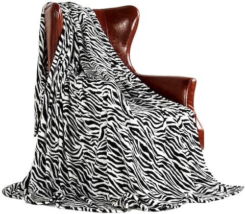 Fabienne Silky Soft Bed Blanket Flannel Throw King Size With Zebra Print