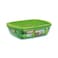 بايركس علبة ثلاجة مستطيلة زجاج بغطاء - 28 سم - أخضر
