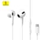 Baseus Type C Headphone, USB C Wired Earbuds with Microphone &amp; Volume Control, In-ear Headphones for iPhone 15 Pro Max, iPad Pro/Air, Samsung (White)