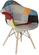 GDF Modern Dining/Coffee Arm Chair Plastic Shell With Fabric &amp; Wooden Legs Multi Color Model-JEAMS4