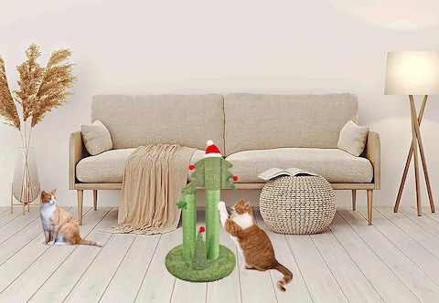 Cat Scratching Posts, Christmas Tree Shaped Scratching Posts, Cat Play, Natural Scratching, Cozy Cat Scratching, Green Color, 78 cm height
