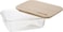 Royalford Rectangular Glass Food Storage Container With Bamboo Lid, 1520 ml Capacity