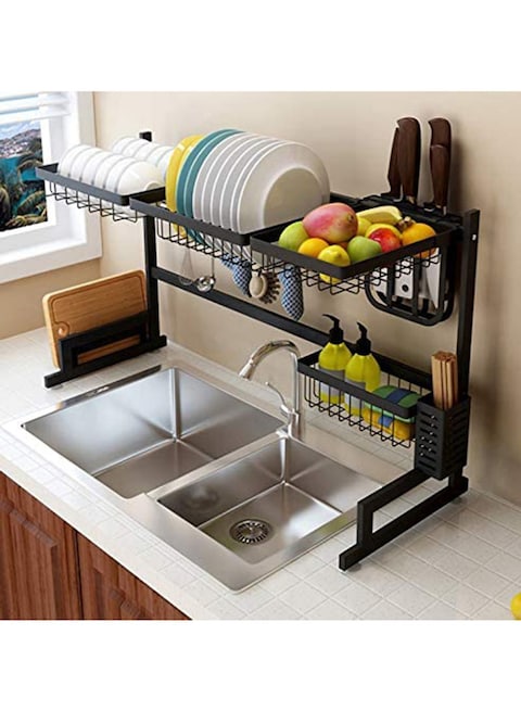 Generic Over The Sink Dish Drainer Drying Rack Black